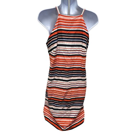 Tommy Hilfiger SZ 4 Striped Sleeveless Zip Dress Red White Blue Linen Blend - Picture 3 of 4